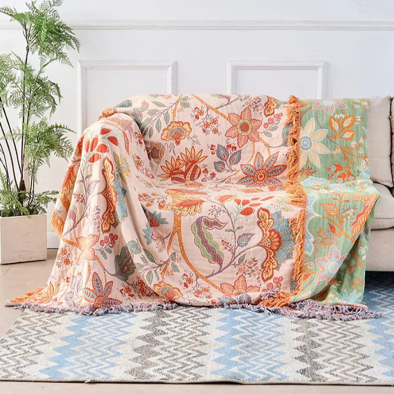 BohoWeave – Cotton Reversible Blanket with Jacquard Pattern