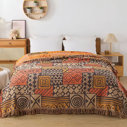 NAYARA – Reversible cotton blanket with boho pattern
