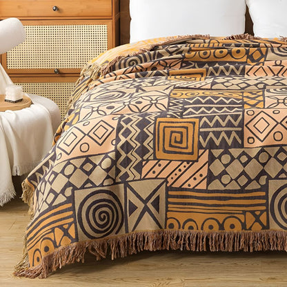 NAYARA – Reversible cotton blanket with boho pattern