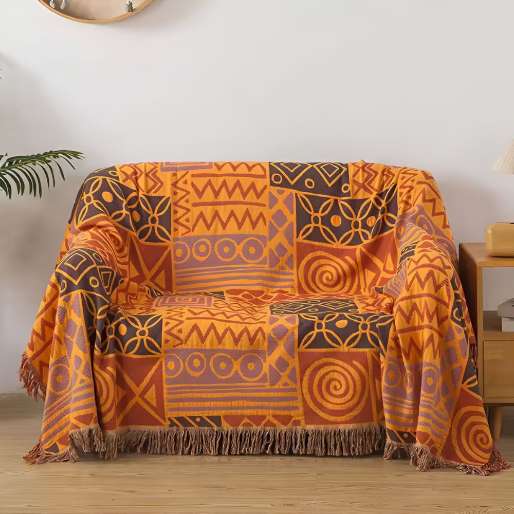 NAYARA – Reversible cotton blanket with boho pattern