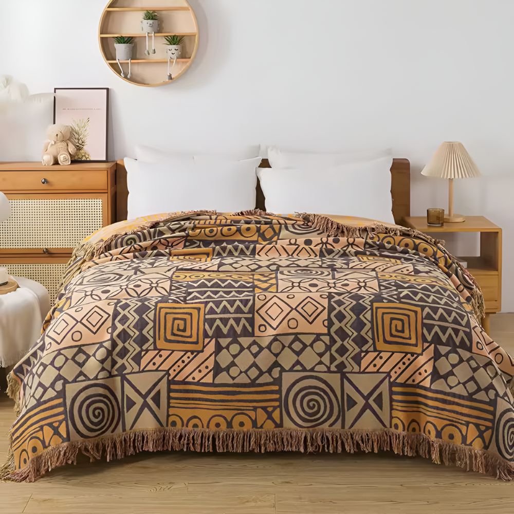 NAYARA – Reversible cotton blanket with boho pattern