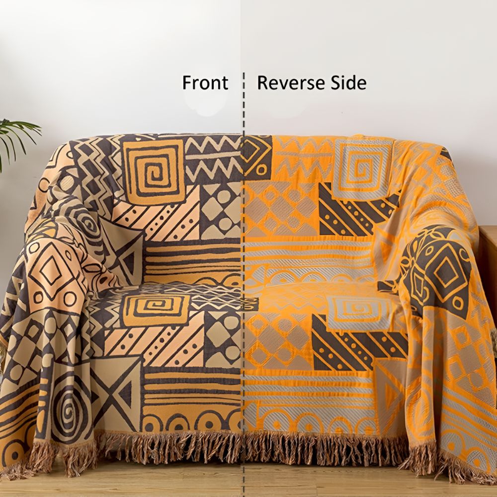 NAYARA – Reversible cotton blanket with boho pattern