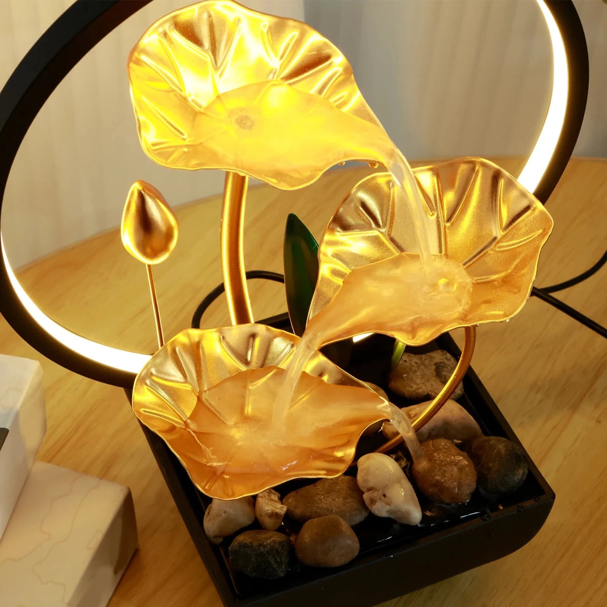 ZenFlow - USB Tischbrunnen Klein Mit LED Lichtern & Natursteinen Für Entspannung 1