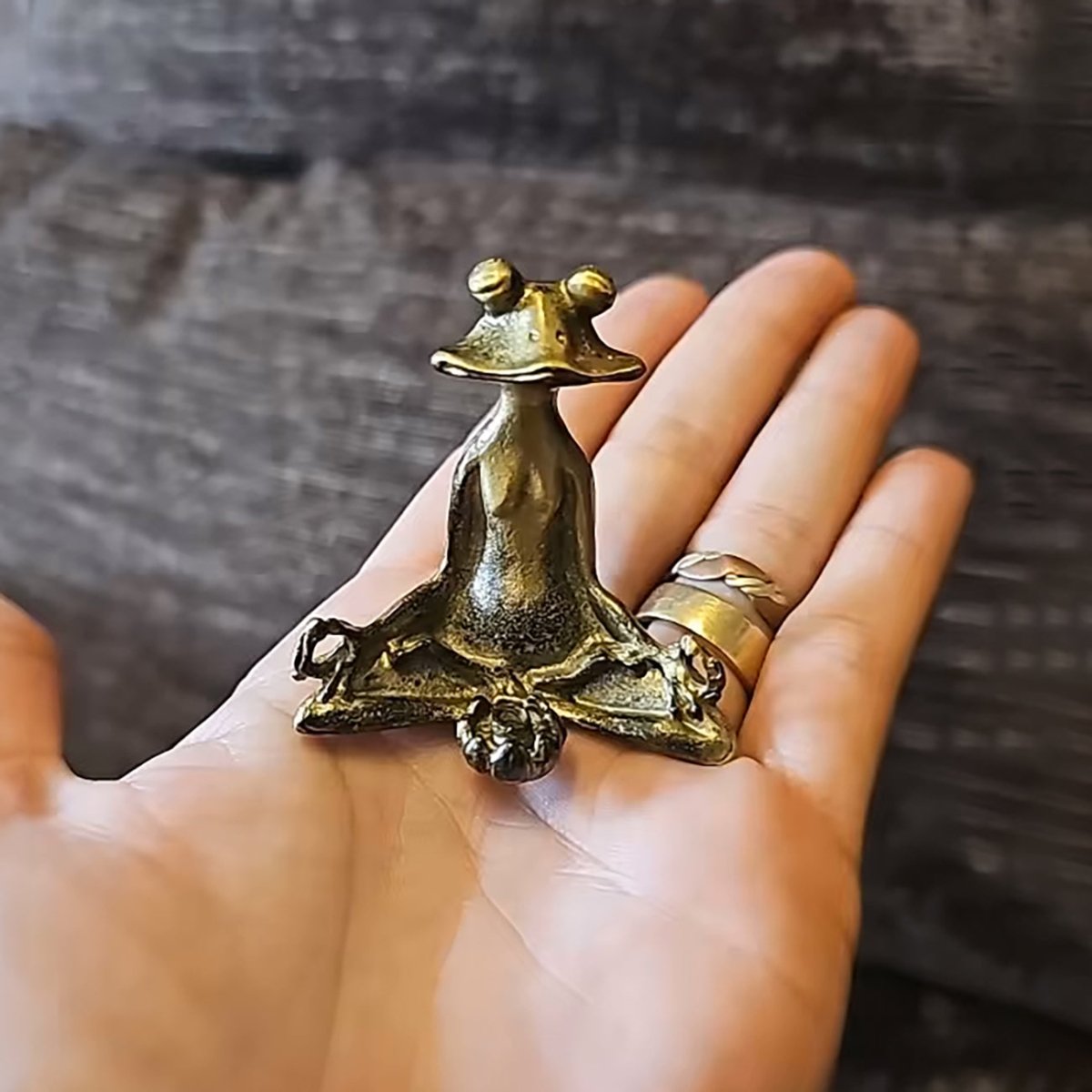 Zenora Messing-Meditationsfrosch-Räucherstäbchenhalter | Handgefertigtes Dekorationsstück aus massivem Messing für achtsames Leben und Entspannung