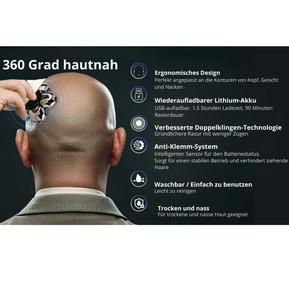 Flexishave Pro – 7D Elektrorasierer mit IP68 Wasserschutz & USB-Ladung