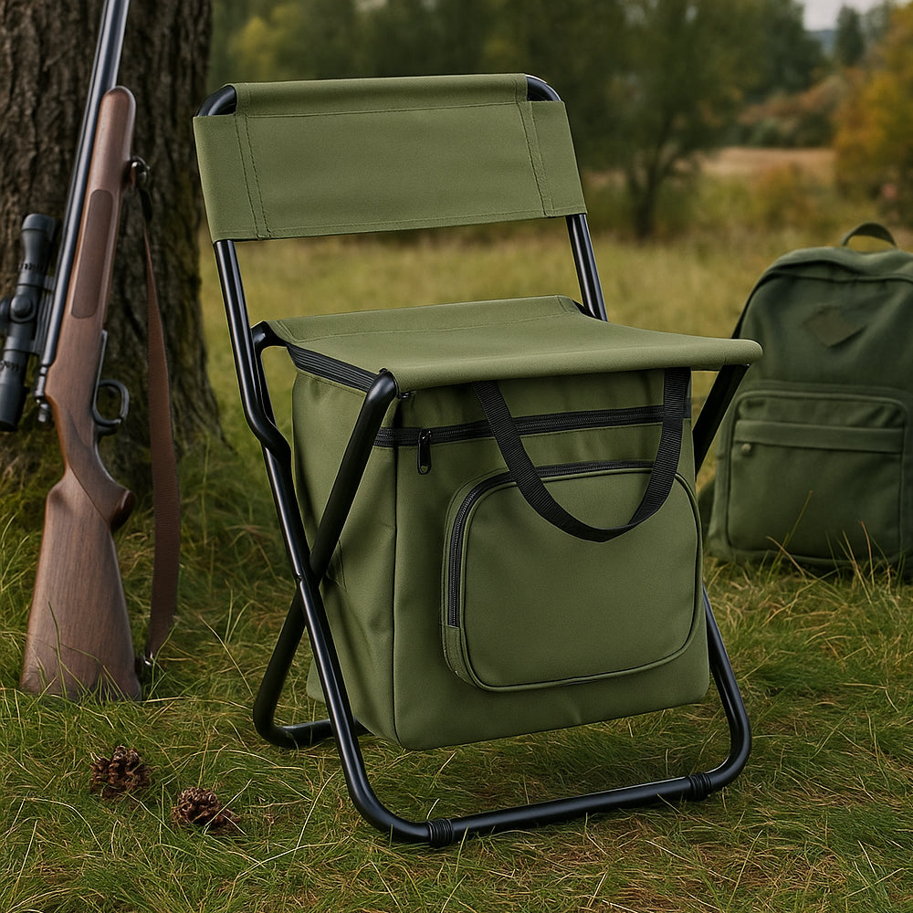 COOLCAMP CHAIR - Folding chair with backrest & integrated cool bag