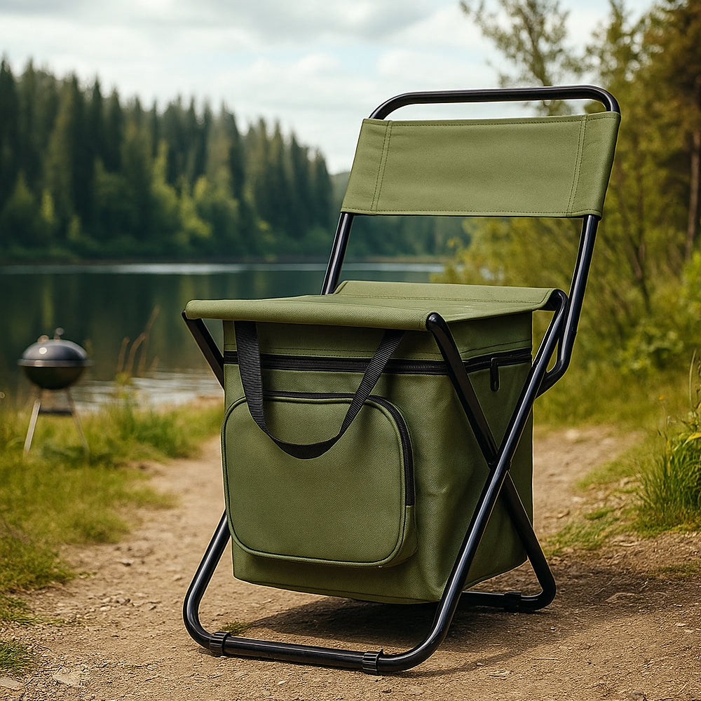 COOLCAMP CHAIR - Folding chair with backrest & integrated cool bag