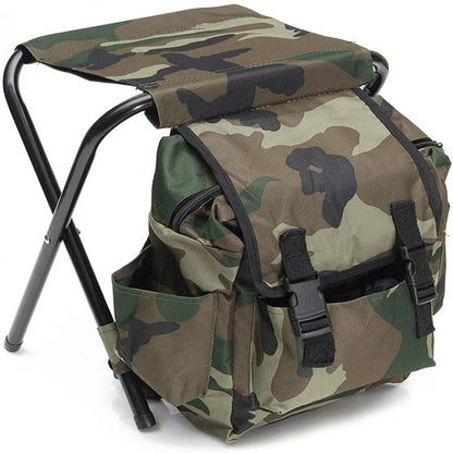 CAMOCHAIR PACK - 3-in-1 camouflage rucksack with folding chair & cooler compartment