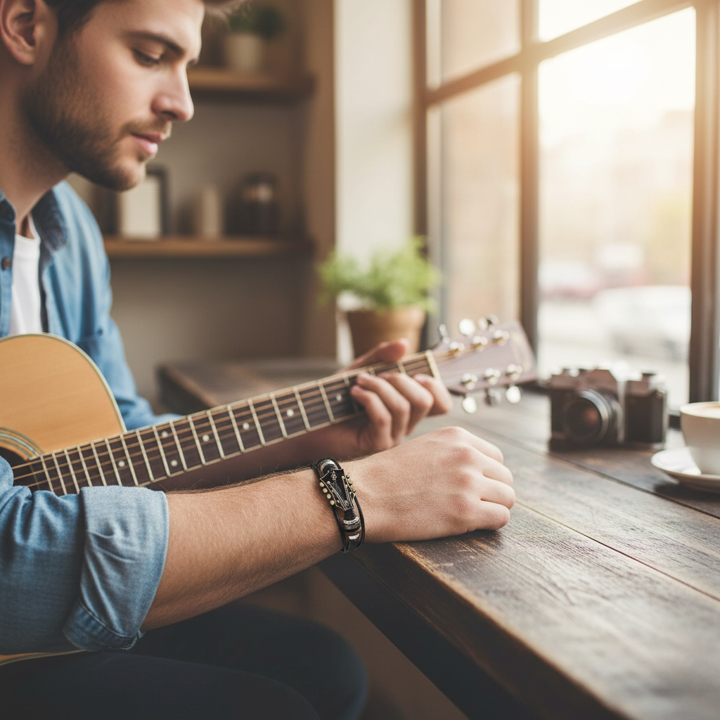 MUSIKSTRUM – Leather Bracelet with Guitar-Inspired Design