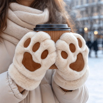 PAWLETTA – Mitaines en peluche à motif de pattes de chat