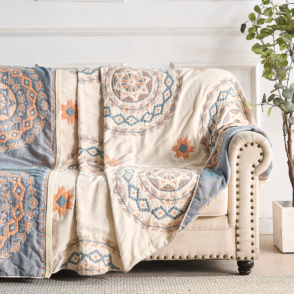 MANDALORA – Manta de algodón con estampado de mandala boho
