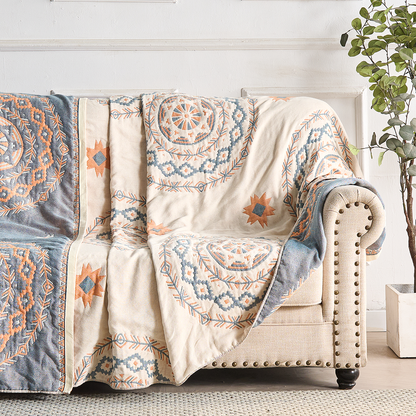 MANDALORA – Manta de algodón con estampado de mandala boho