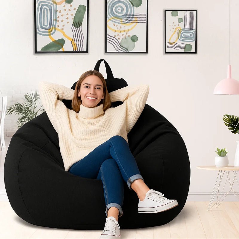 LinenLounge – Luxurious Linen Bean Bag Set with Filling