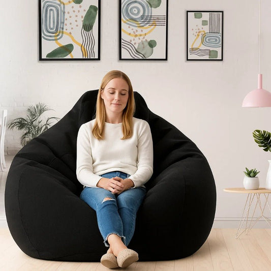 LinenLounge – Set de pufs de lino lujoso con relleno