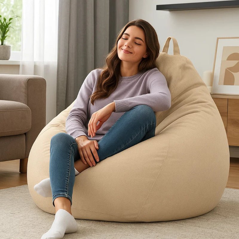 LinenLounge – Luxurious Linen Bean Bag Set with Filling