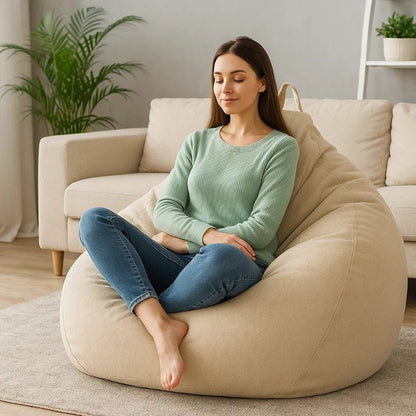 LinenLounge – Luxurious Linen Bean Bag Set with Filling