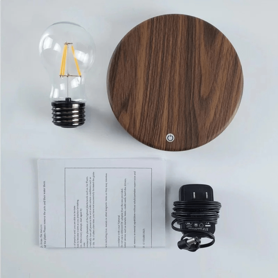Bombilla LED flotante LumiGlide | Lámpara magnéticamente suspendida con control táctil para espacios modernos