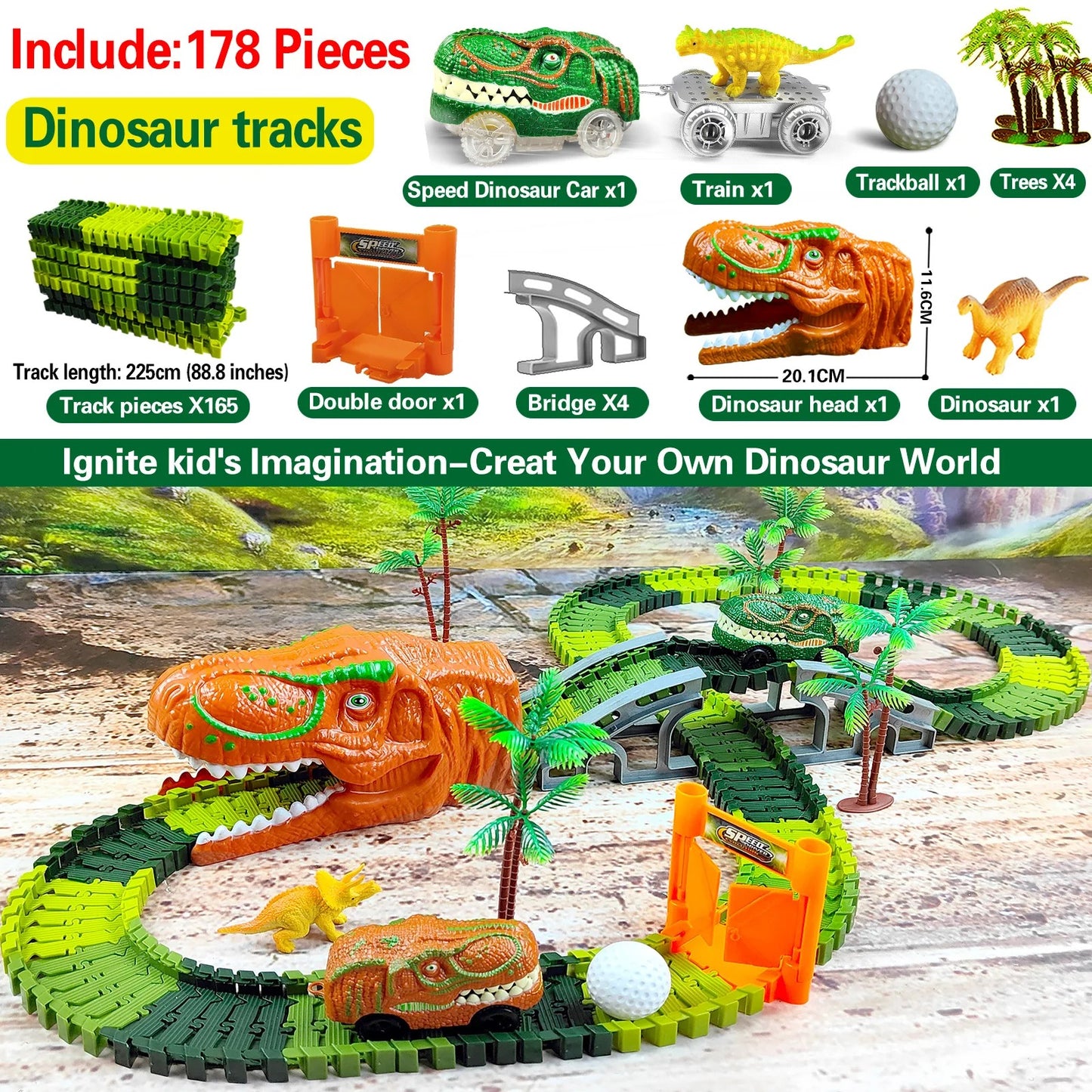 DinoTrack Express – Juego de trenes de dinosaurios interactivo para niños creativos a partir de 3 años