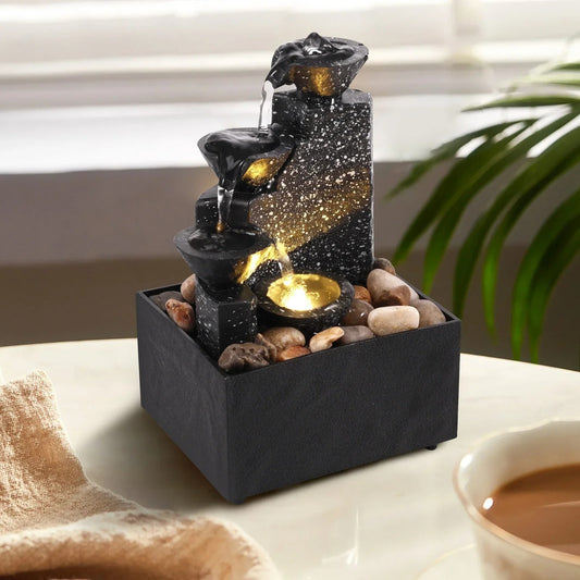 Fuente de cascada – Calmante y compacta para una atmósfera relajante