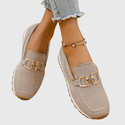 SERELLA – Elegante Damen-Loafer mit goldfarbener Zierschnalle