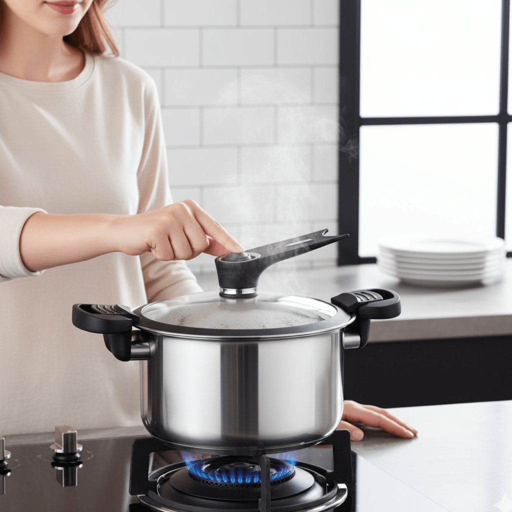 STEELPRESS – Kompakter Edelstahlschnellkochtopf für schnelle Mahlzeiten überall