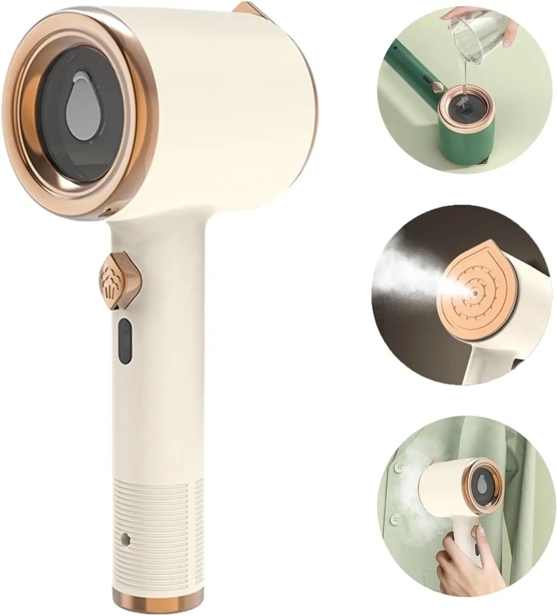 DEWRINKIQ – Draagbare handstomer voor textiel met titaniumplaat & 50ml watertank