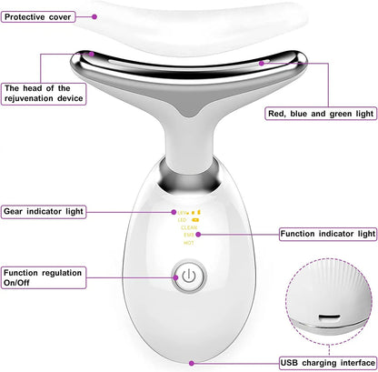 Serenetouch – 3-in-1 gezichtsmasageapparaat met lichttherapie, vibratie en warmtefunctie