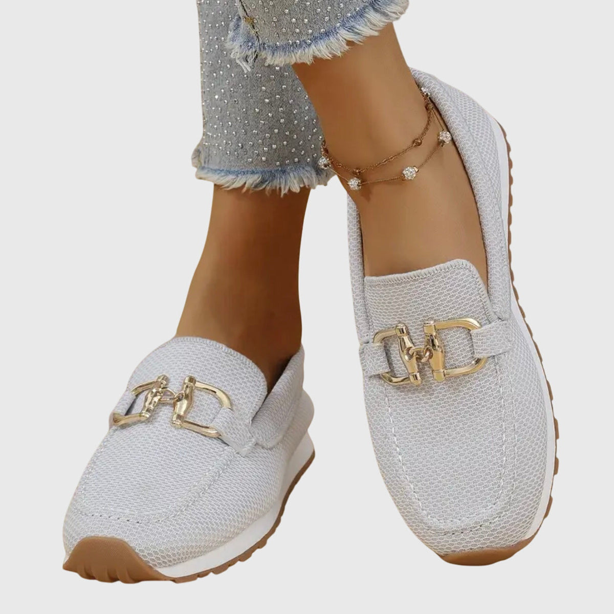 SERELLA – Elegante Damen-Loafer mit goldfarbener Zierschnalle