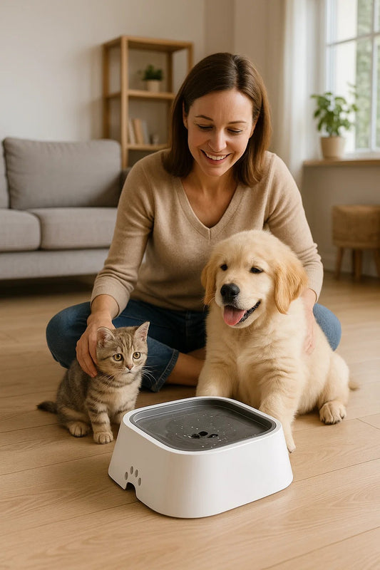 DRINKING GUARD – Water Bowl with Anti-Spill Function & Floating Disc