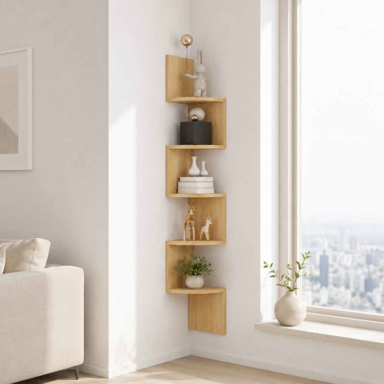 FLOATIERA – Corner Wall Shelf | Space-Saving Storage with Modern Design