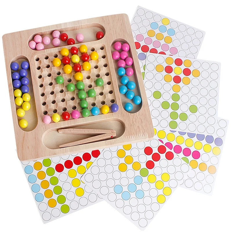 Colormatch - Montessori wooden bead sorting game to promote colours & counting