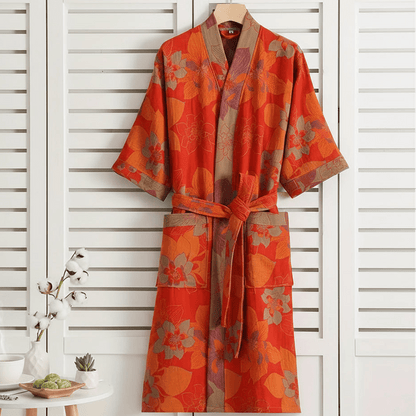 LEAFKIMONO – Accappatoio kimono reversibile in cotone per un comfort naturale