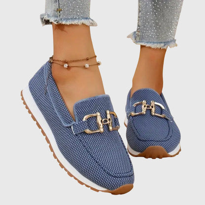 SERELLA – Elegante Damen-Loafer mit goldfarbener Zierschnalle