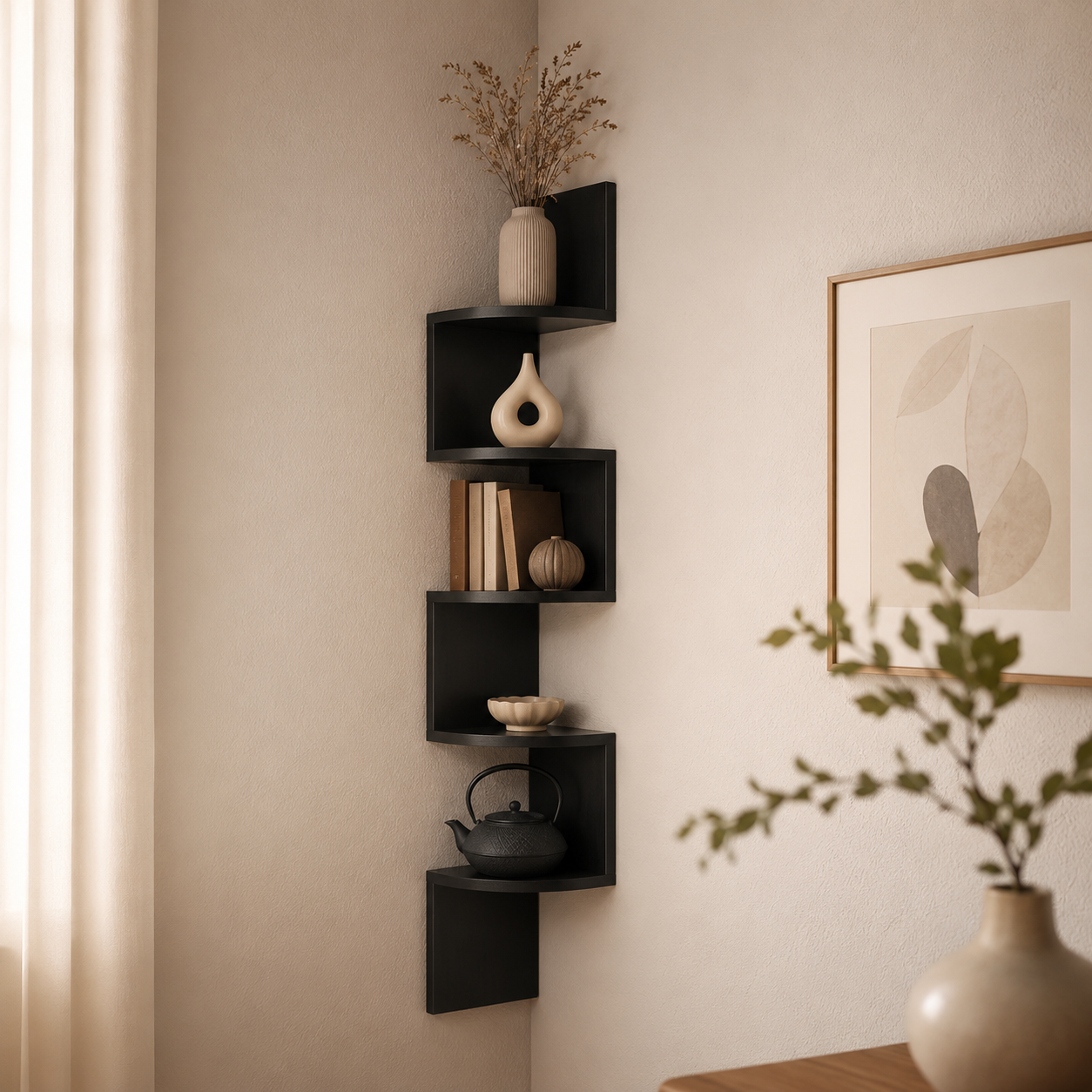 FLOATIERA – Corner Wall Shelf | Space-Saving Storage with Modern Design