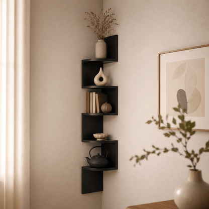 CORNERLIFT - Estantería de pared esquinera que ahorra espacio para un almacenamiento moderno en el hogar