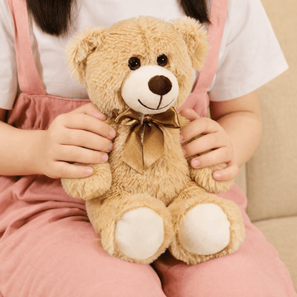 AMORETTA – Stuffed teddy bear or puppy with satin bow