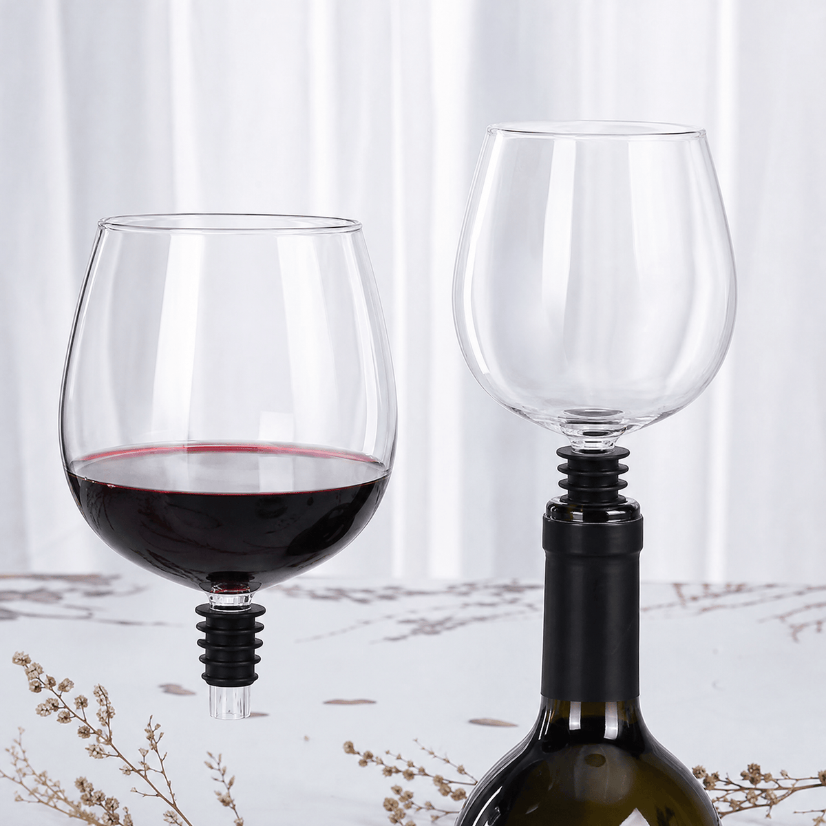 VINOBEL – Verre à vin sans pied avec bouchon de bouteille