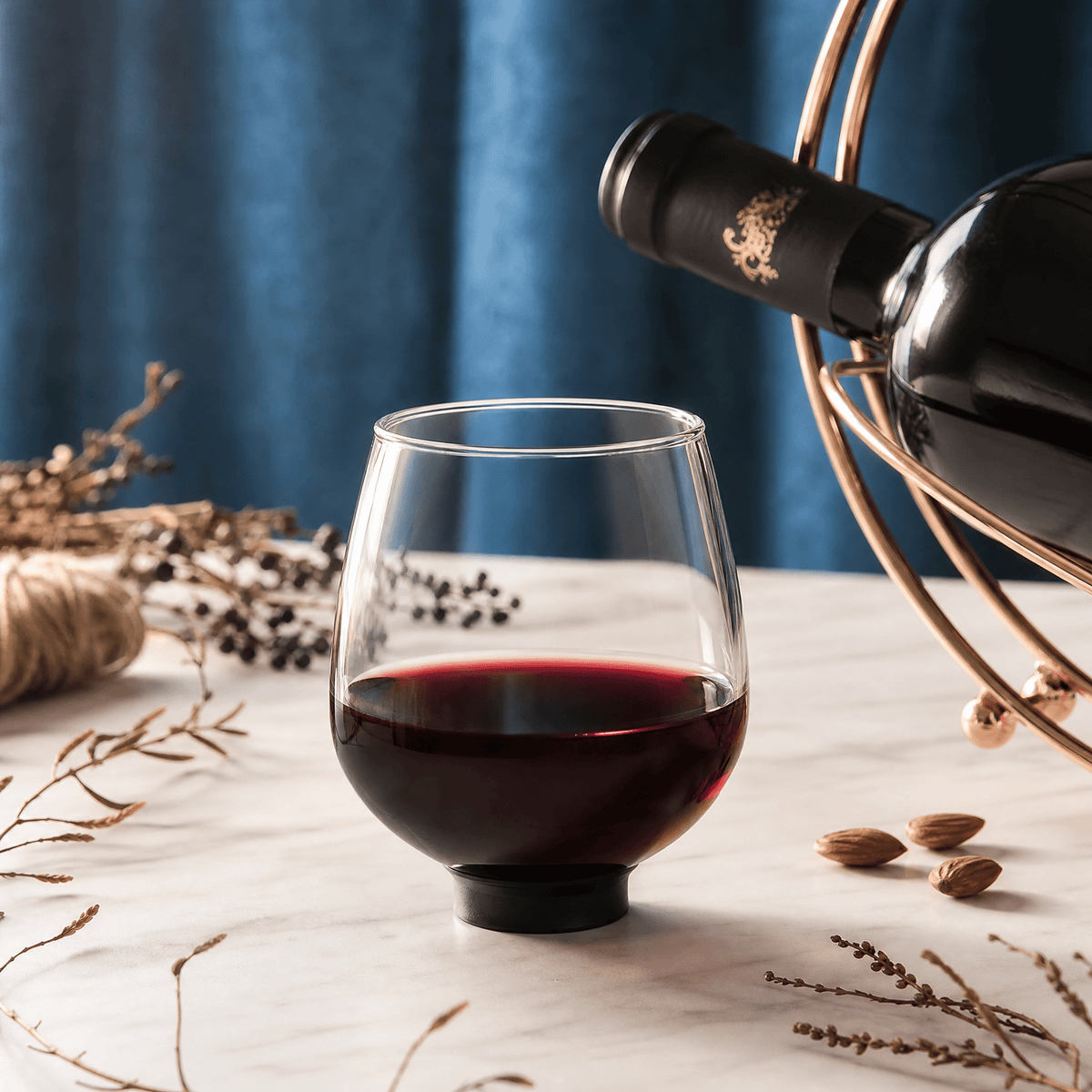 VINOBEL – Verre à vin sans pied avec bouchon de bouteille