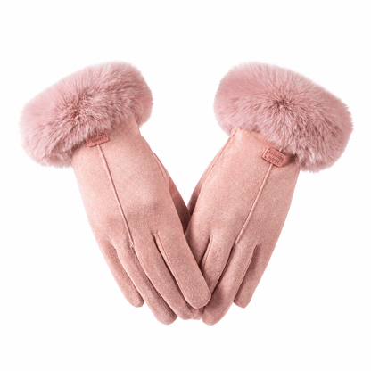 FURVENA – Damen-Winterhandschuhe mit flauschigem Kunstfellbündchen
