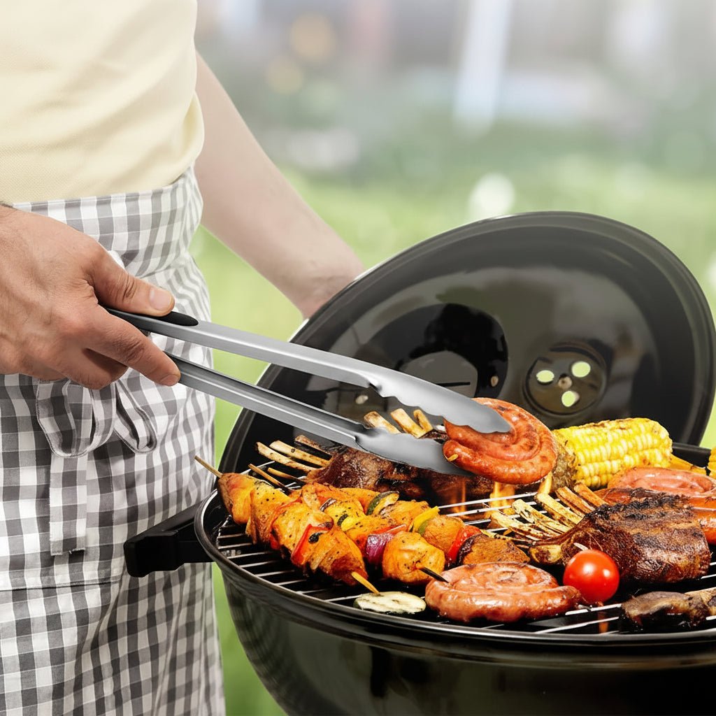 HAUSGOLD - Hoogwaardige grill- en keukentang van roestvrij staal met siliconen handgreep 22,86 cm & 30,48 cm