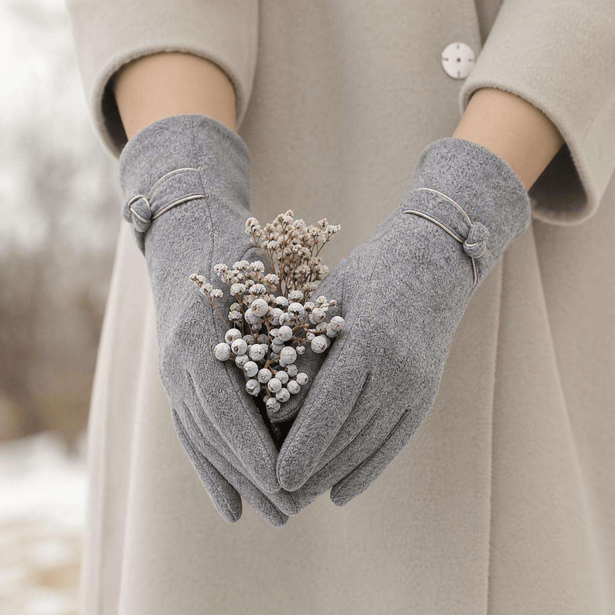 BELLAVORA – Gants pour femme avec nœud décoratif