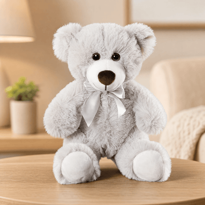 AMORETTA – Stuffed teddy bear or puppy with satin bow