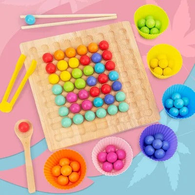 Colormatch - Montessori wooden bead sorting game to promote colours & counting