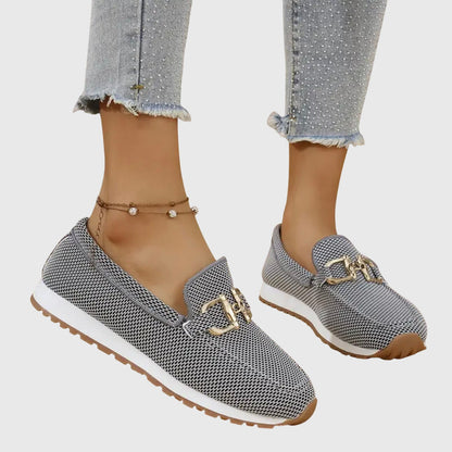 SERELLA – Elegante Damen-Loafer mit goldfarbener Zierschnalle
