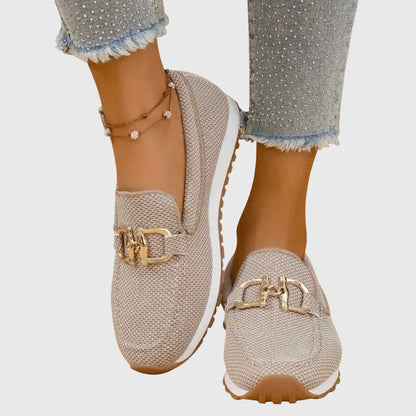 SERELLA – Elegante Damen-Loafer mit goldfarbener Zierschnalle