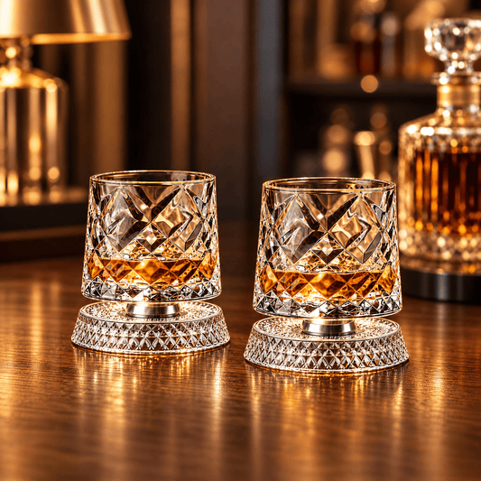 VETRANO – Bicchieri da whisky con base rotante a 360°