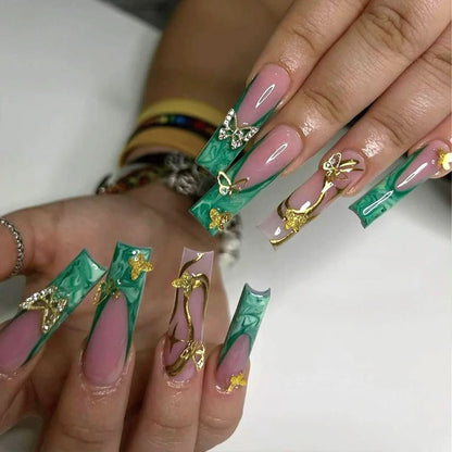 Presson Chic – 24 faux ongles roses décorés | Rapides à poser et élégants pour toutes les occasions