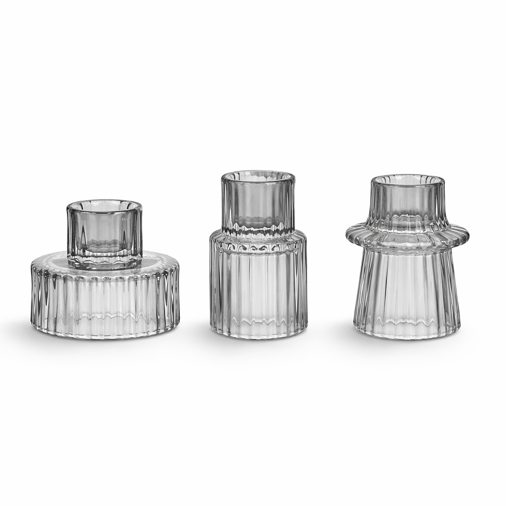 LUNELLE – Bougeoirs réversibles en lot de 3