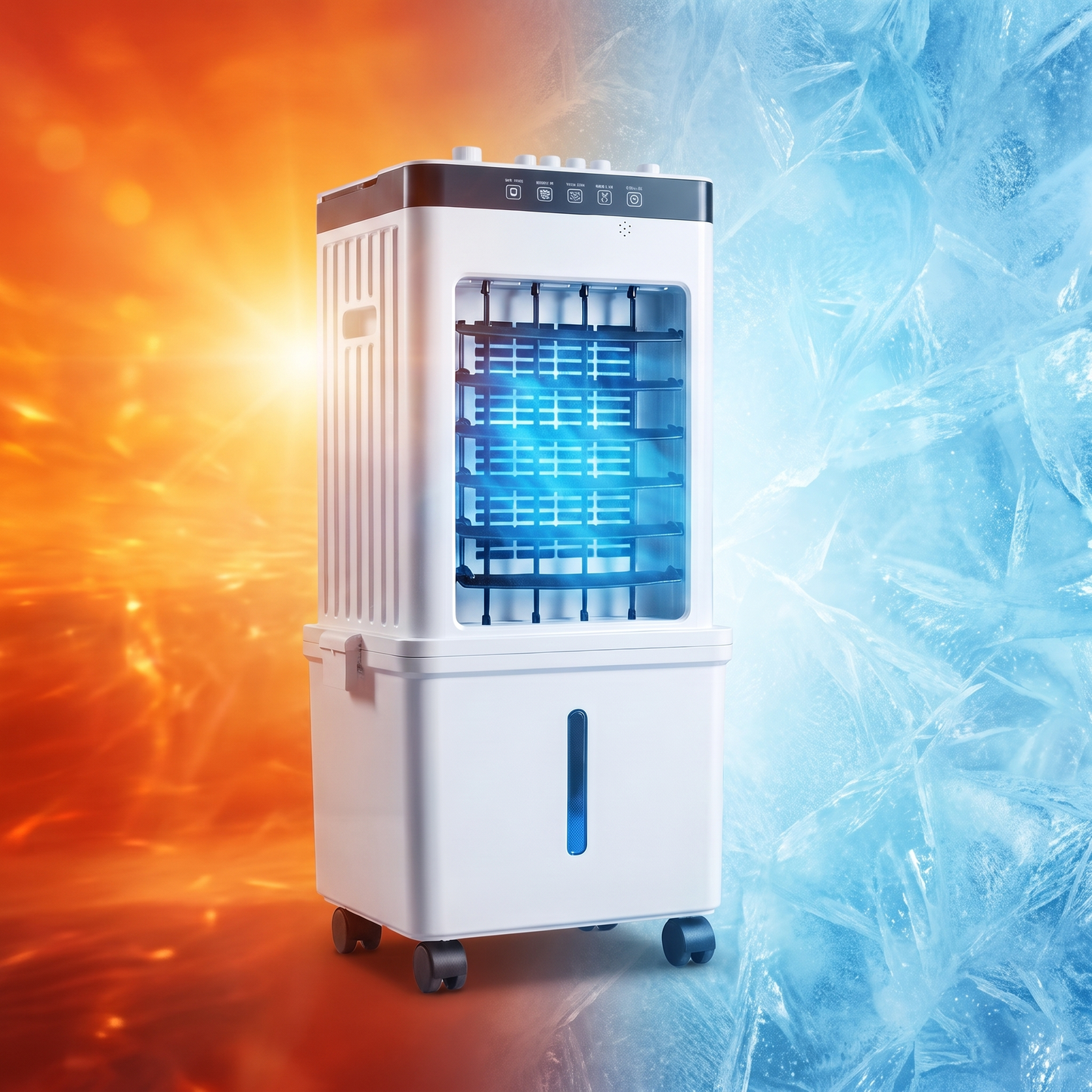 COOLNOVA PRO – Aire acondicionado móvil premium sin tubo de escape – Enfriador de aire turbo 3 en 1 con baterías de hielo