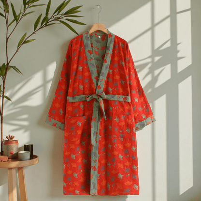 SILVAZEN – Accappatoio kimono reversibile in cotone biologico per un comfort traspirante